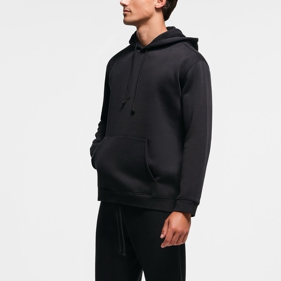 NWT SKIMS Lounge Fleece Hoodie in Washed Onyx Black XS - Picture 2 of 5